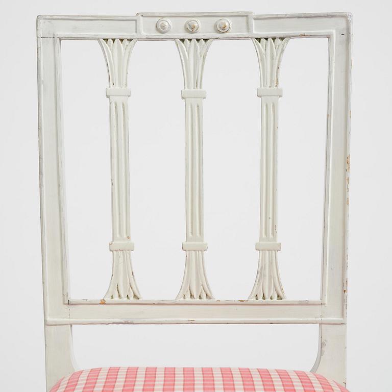 An assembled suite of ten  late Gustavian chairs, circa 1800.