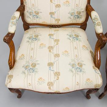 A pair of armchairs, late 19th century.