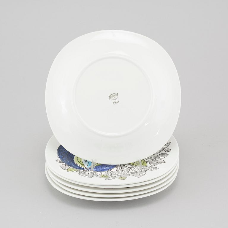 Six "Eden" porcelain plates, designed by Sigrid Richter for Rörstrand, 20th century.