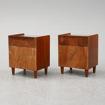 A pair of mahogany bedside tables, mid 20th Century.