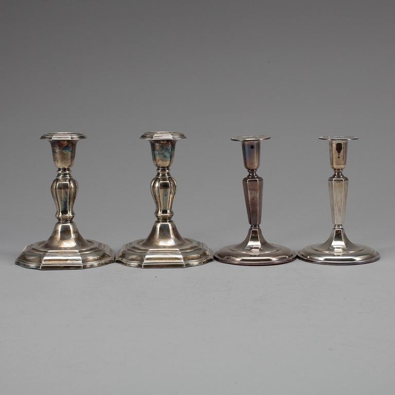 LJUSSTAKAR, två par, silver, Ceson, Göteborg 1956 och C.G. Hallberg, Stockholm 1955.