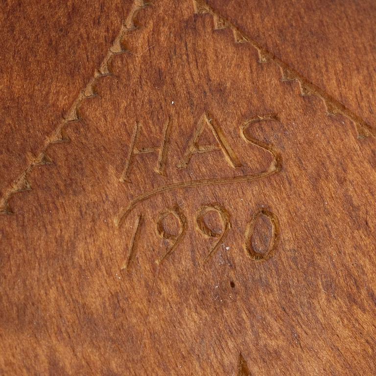 Helge Sunna, a birch milkbowl, signed and dated 1990.