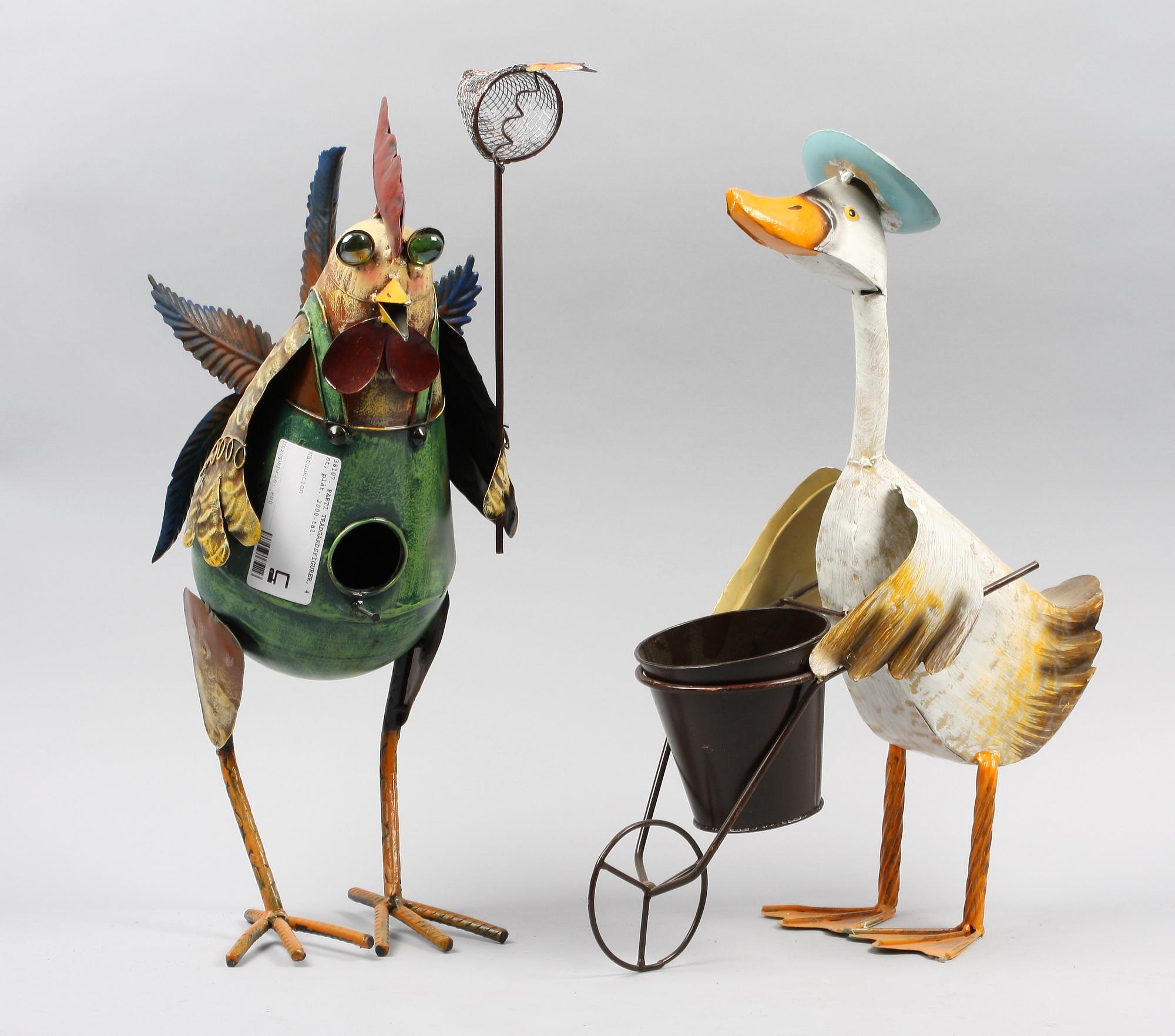 PARTI TRÄDGÅRDSFIGURER, 4 st, plåt, 2000-tal.