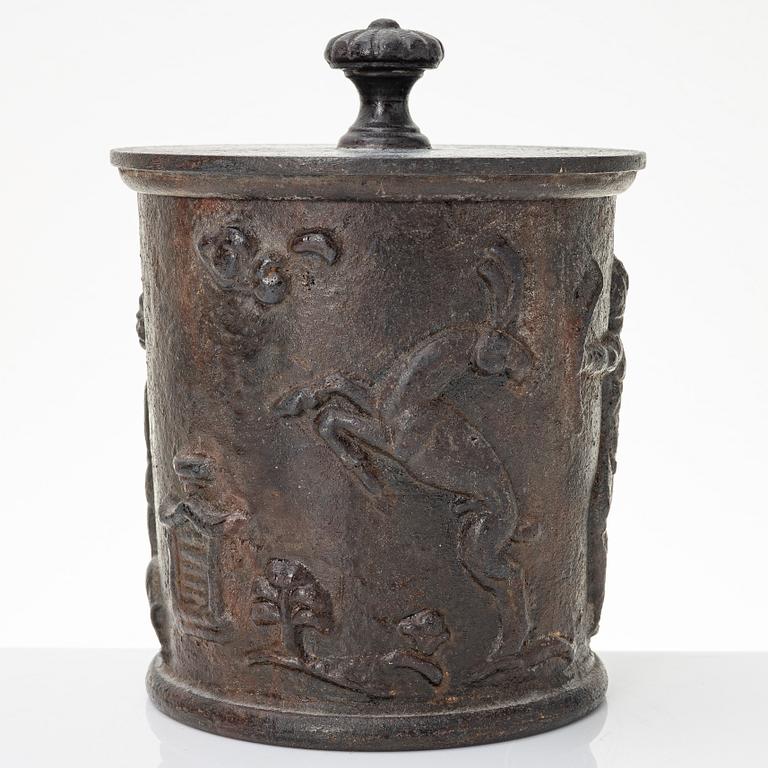 Carl Elmberg, a ”Tobaksburk N:r 1” tobacco jar with lid, Näfveqvarns bruk.