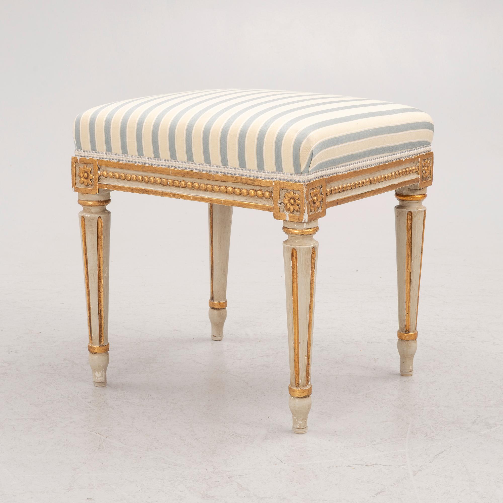 A Gustavian stool by E. Öhrmark (master in Stockholm 1777-1813).