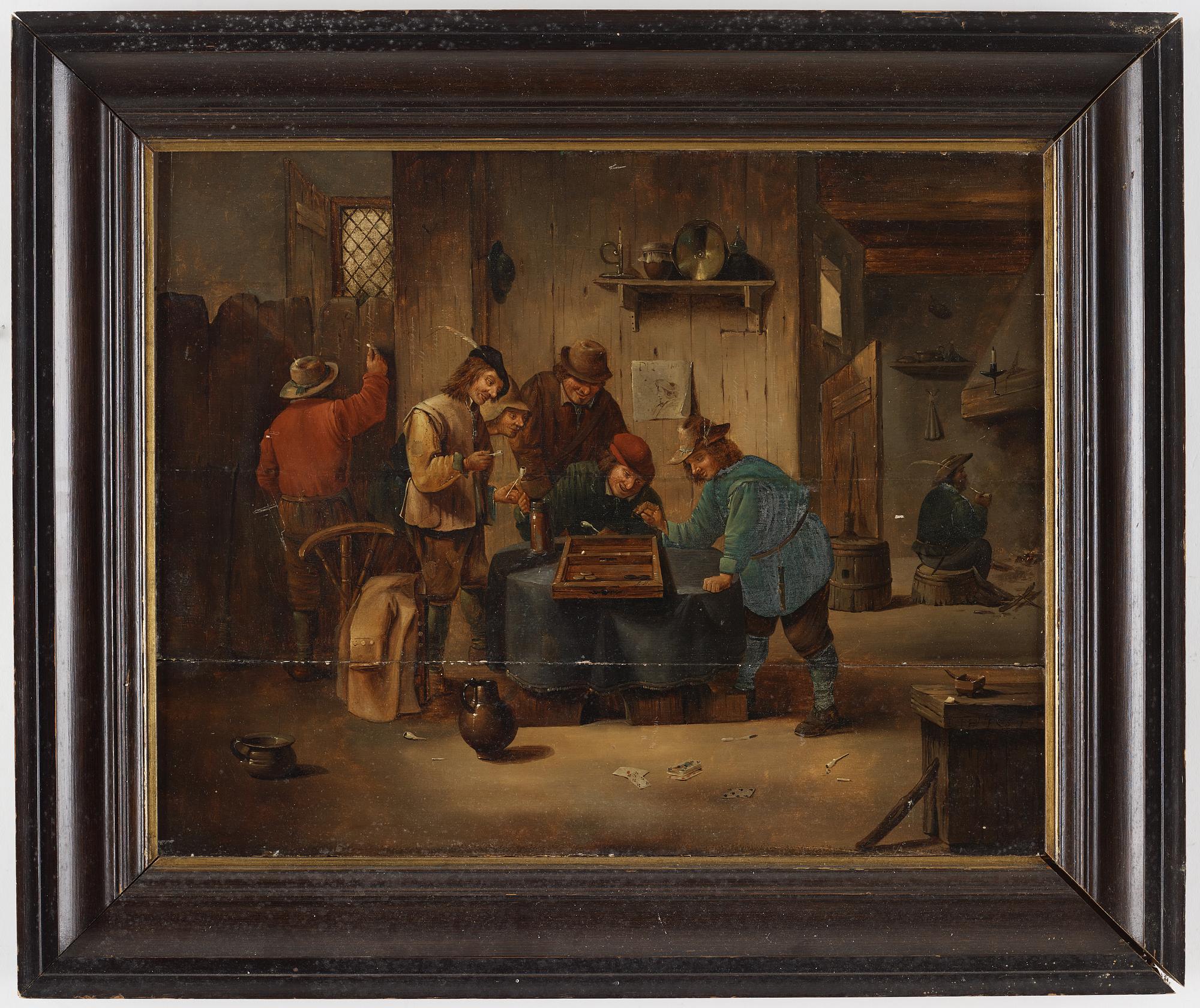 DAVID TENIERS D.Y, Efter, olja på pannå, 1800-tal, bär signatur.