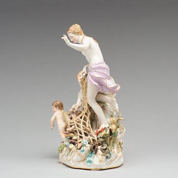 A Meissen allegorical figure group, second half of the 19th Century. Not first quality.