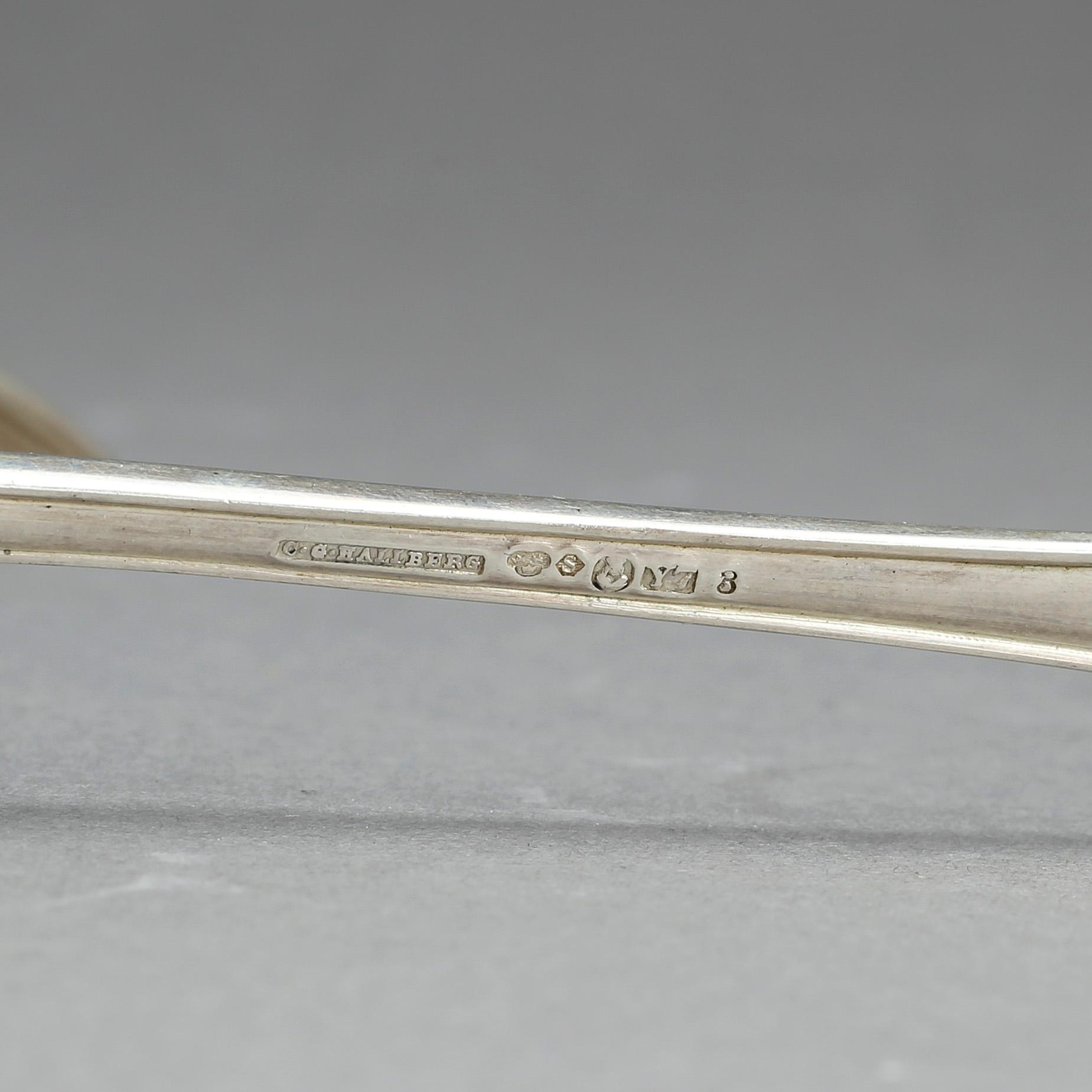 BESTICK, 9 delar, silver, C.G Hallberg, Stockholm 1925-1926. Ca 577 gram.