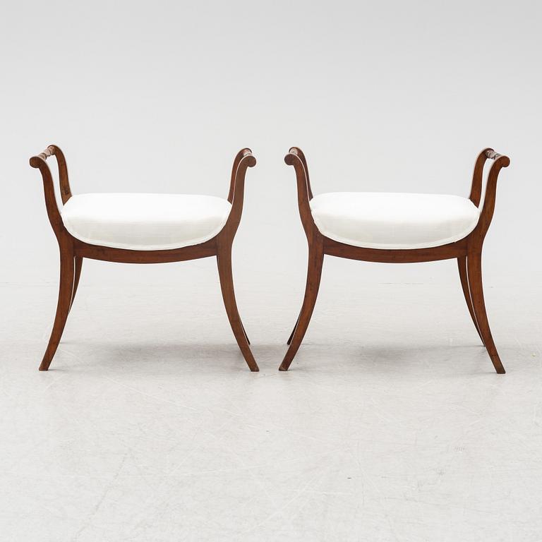 A pair of Karl-Johan stools, mid 19th century.