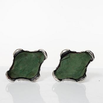 C.G. Hallberg, Candelsticks, a pair, silver, Baroque style, Stockholm 1943.