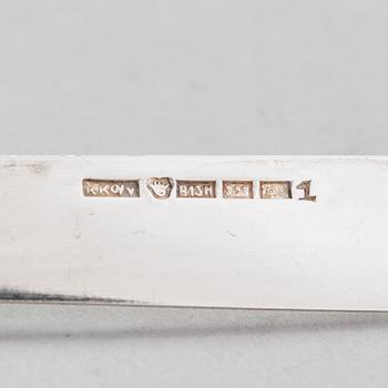 Fruktknivar, 6 st, skål och tesil, silver, Finland 1922-31.