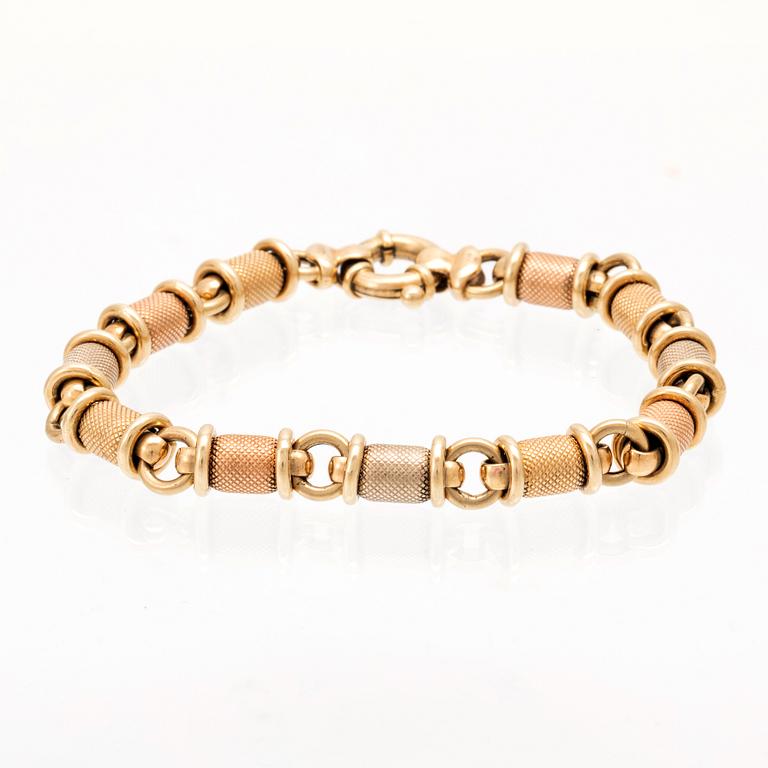 A 14K white, rosé and yellow gold bracelet, Italy.