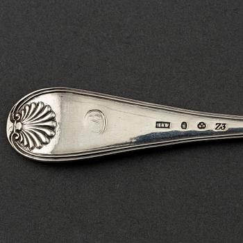 A Swedish 19th century silver caster-spoon, mark of AJ Björkman, Stockholm 1830.
