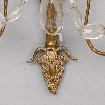 VÄGGAPPLIQUE, förgylld brons och mässing, sengustaviansk, sent 1700-tal.