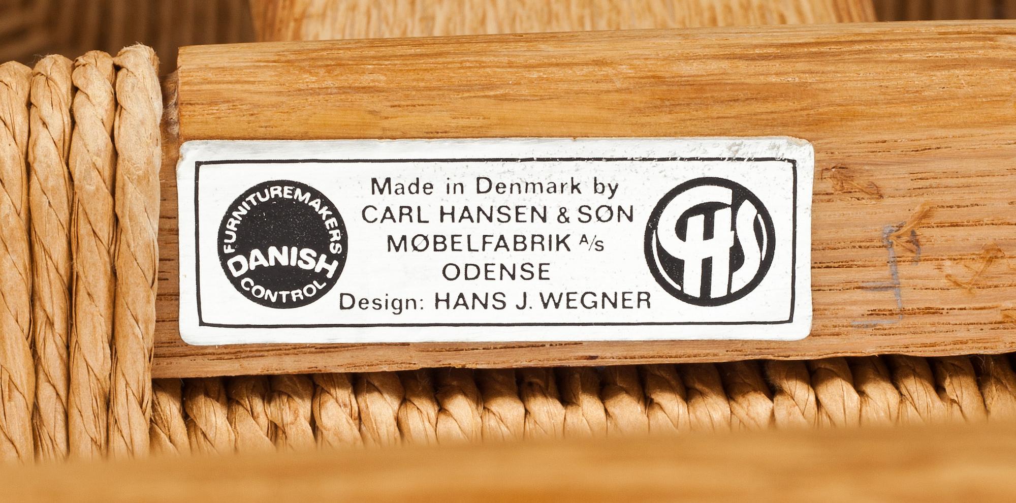 KARMSTOLAR, 6 st, "Y-stolen". Hans Wegner för Carl Hansen & son, Odense.