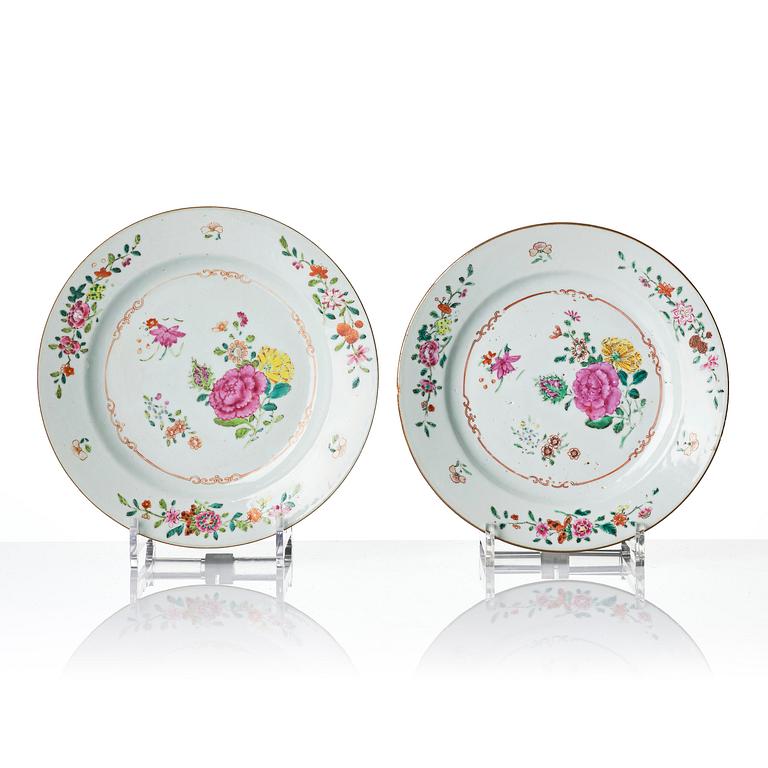 A set of 12 famille rose dishes, Qing dynasty, Qianlong (1736-95).