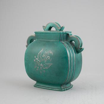 Wilhelm Kåge, a stoneware 'Argenta' lidded vase, model 935, Gustavsberg.