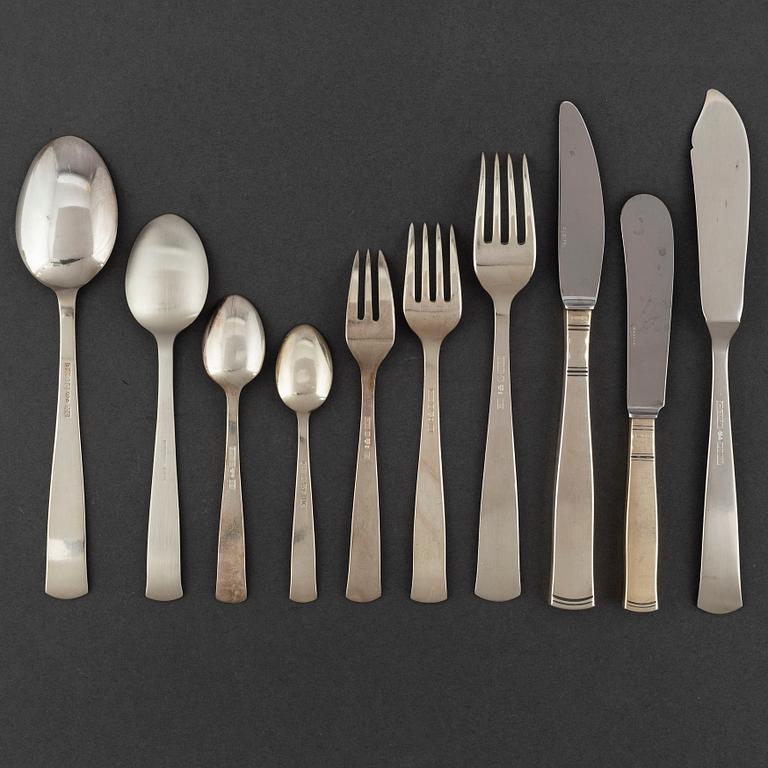 GAB, a part 'Rosenholm' silver cutlery, Stockholm, 1970-2010 (70 pieces).