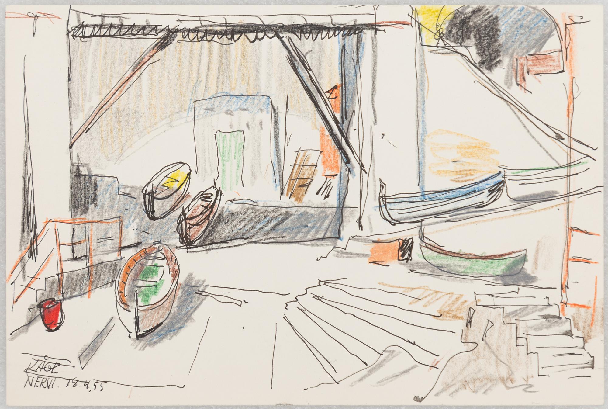 Wilhelm Kåge, a set of eight drawings, signed and dated 1905 and 1955 respectively.