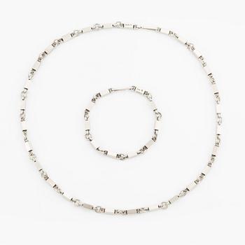 Wiwen Nilsson, necklace and bracelet, bar links, silver.