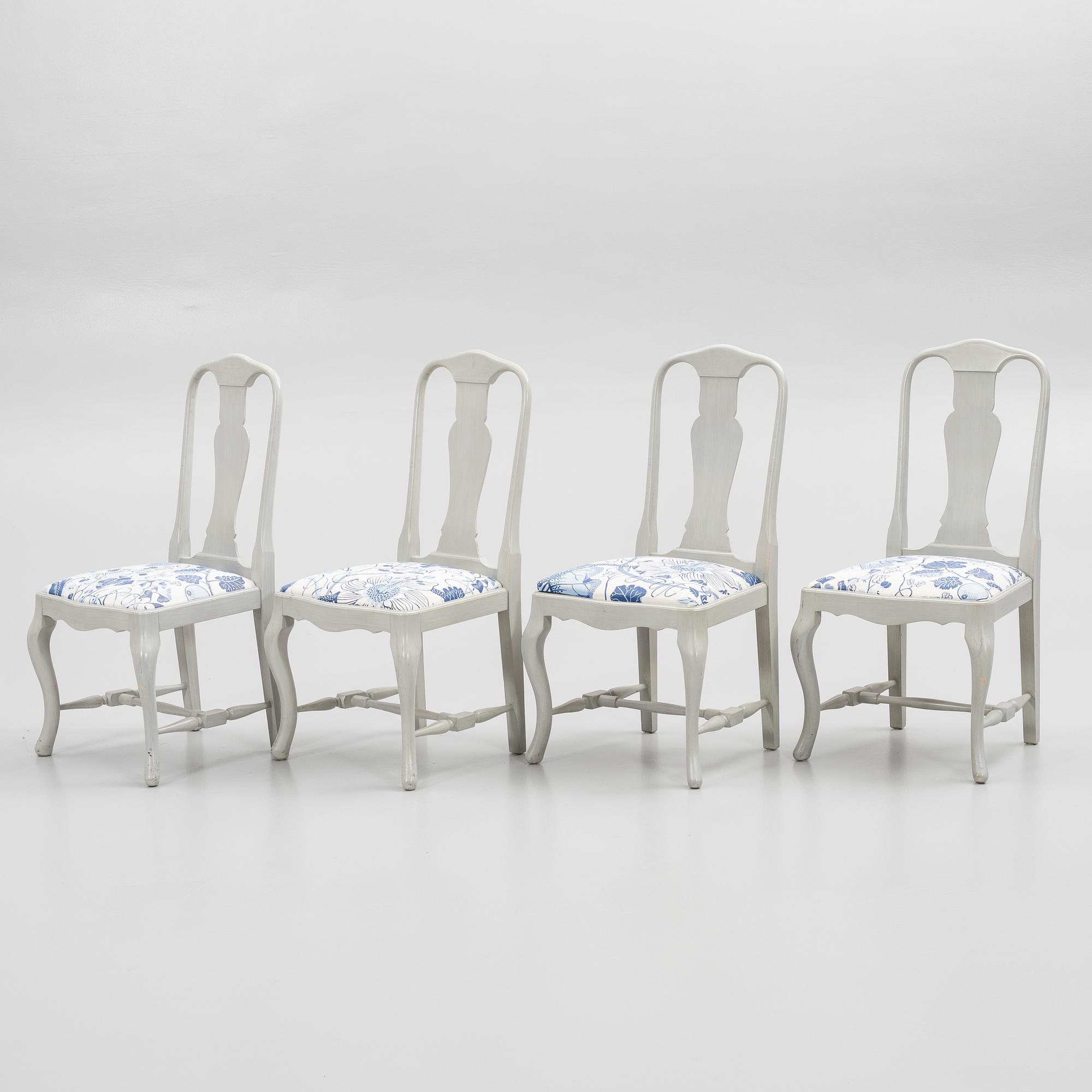 Chairs, 4 pcs, Rococo style, Åmells Möbel, "Old Sweden", late 20th century.
