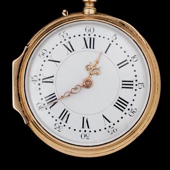 FICKUR, 18k guld, två boetter, Fritz Piguet & Bachmann, Genève, klockkedja 18k guld, vikt 11,6g.