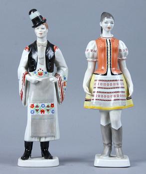 FIGURINER, 2 st, porslin, Ungern, 1900-tal.