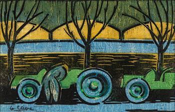 AGNES CLEVE, woodcut. Signed with stamp a cleve.