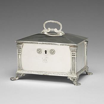 A Swedish 19th century silver sugar-casket, mark of Gustaf Mollenborg, Stockholm 1827.