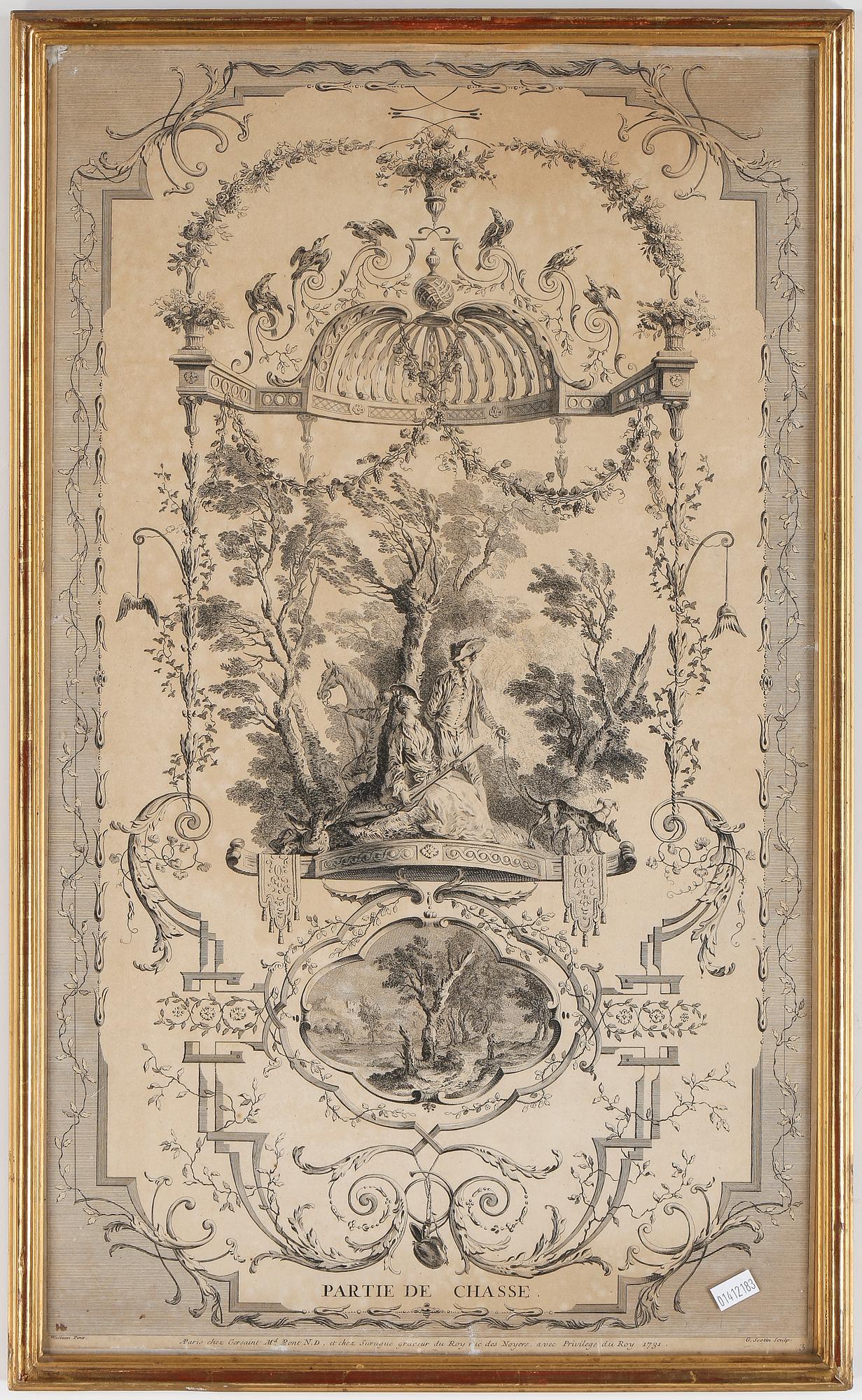 JEAN-ANTOINE WATTEAU, efter, 4 st gravyrer, sannolikt 1700-tal.