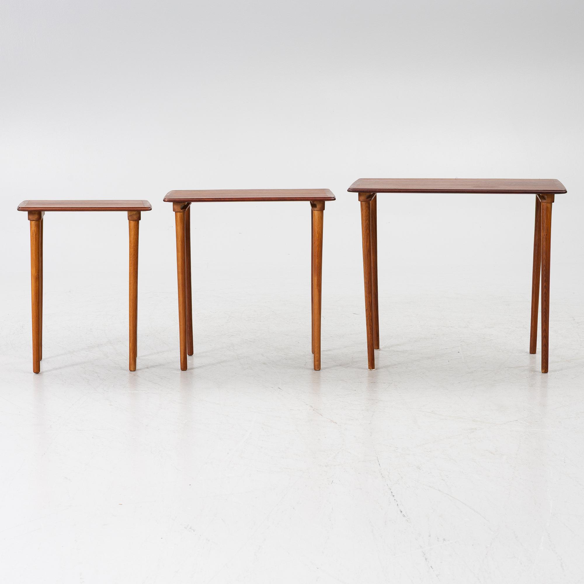 Nesting tables, 3 pieces, 1950s.