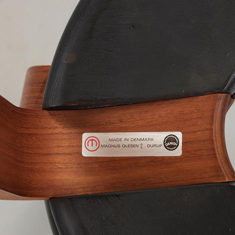 Rud Thygesen, a pair of teak and black lacquered stools, Magnus Olesen, Denmark 1970's.