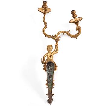 APPLIQUER, för två ljus, ett par, Frankrike, 1700-talets början, Régence.