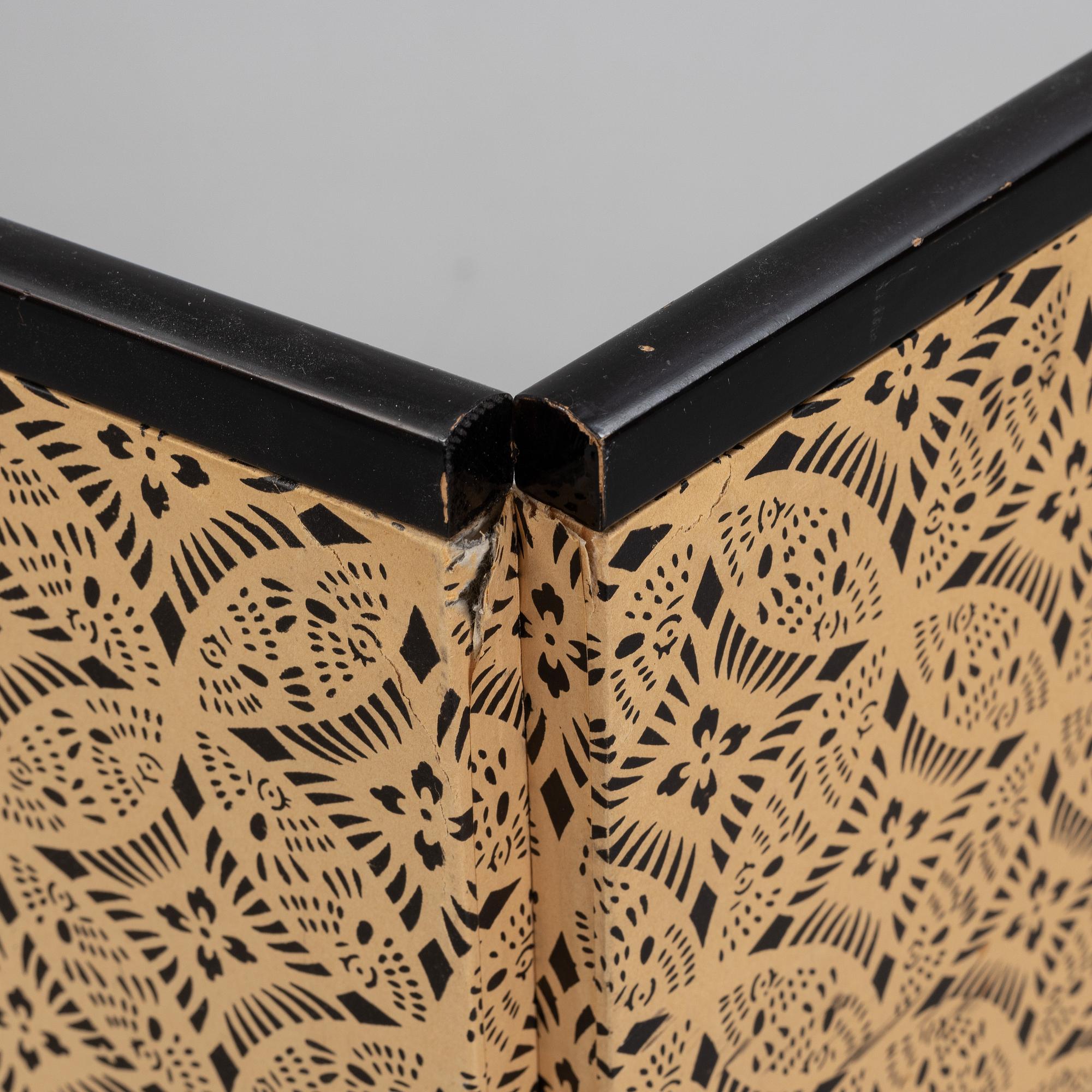 A Japanese four panel folding screen 'Byobu', first half of the 20th century.