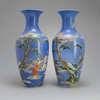 A pair of figural vases, late Qing dynasty, with Qianlong mark, about 1900.