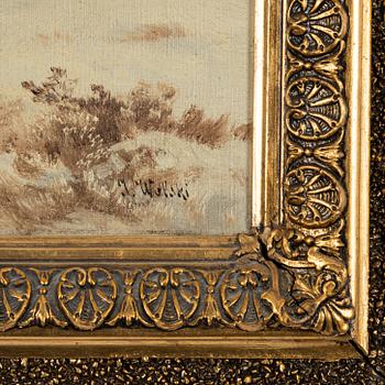 Okänd konstnär, 18/1900-tal, Jagad av vargar.