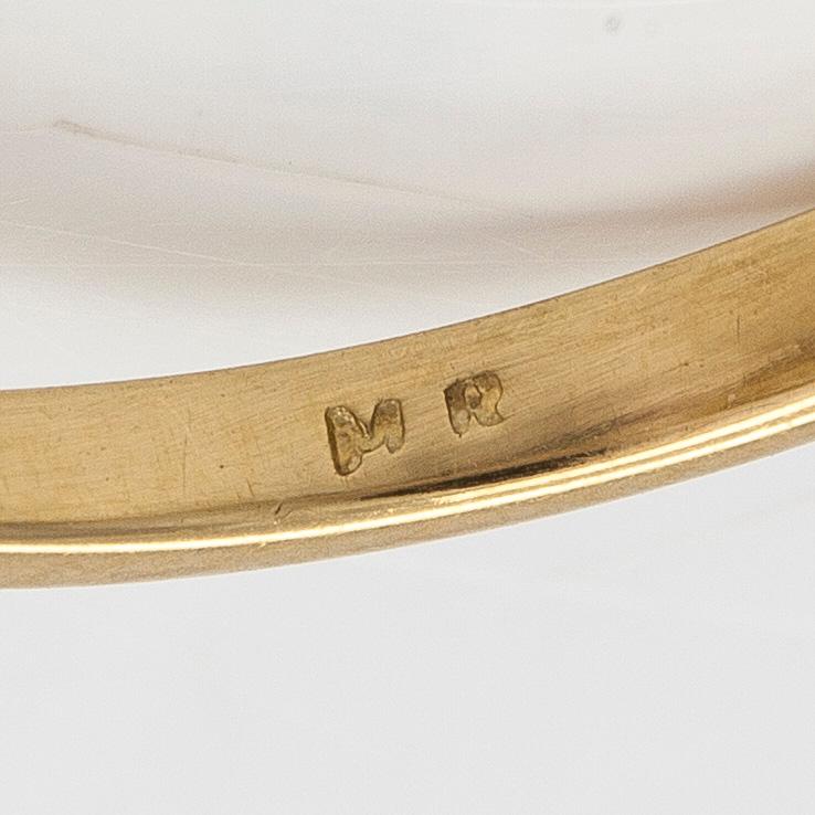 Sormus, 18K kultaa, smaragdi sekä briljanttihiottuja timantteja yht n 0.18 ct.