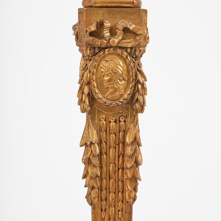 A Gustavian giltwood guéridon, Stockholm, late 18th century.