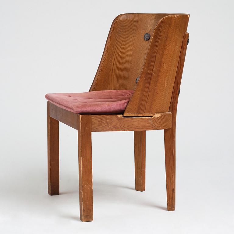 Axel Einar Hjorth, a stained pine low back "Lovö" chair, Nordiska Kompaniet, Sweden 1930's.