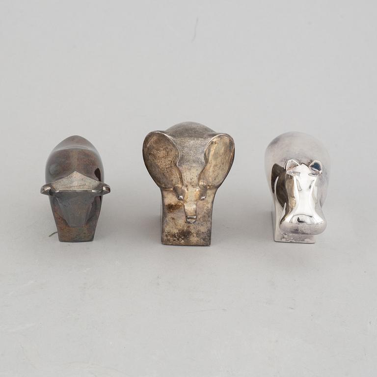 Gunnar Cyrén, three silver plated zinc figurines, Dansk Designs, Japan.