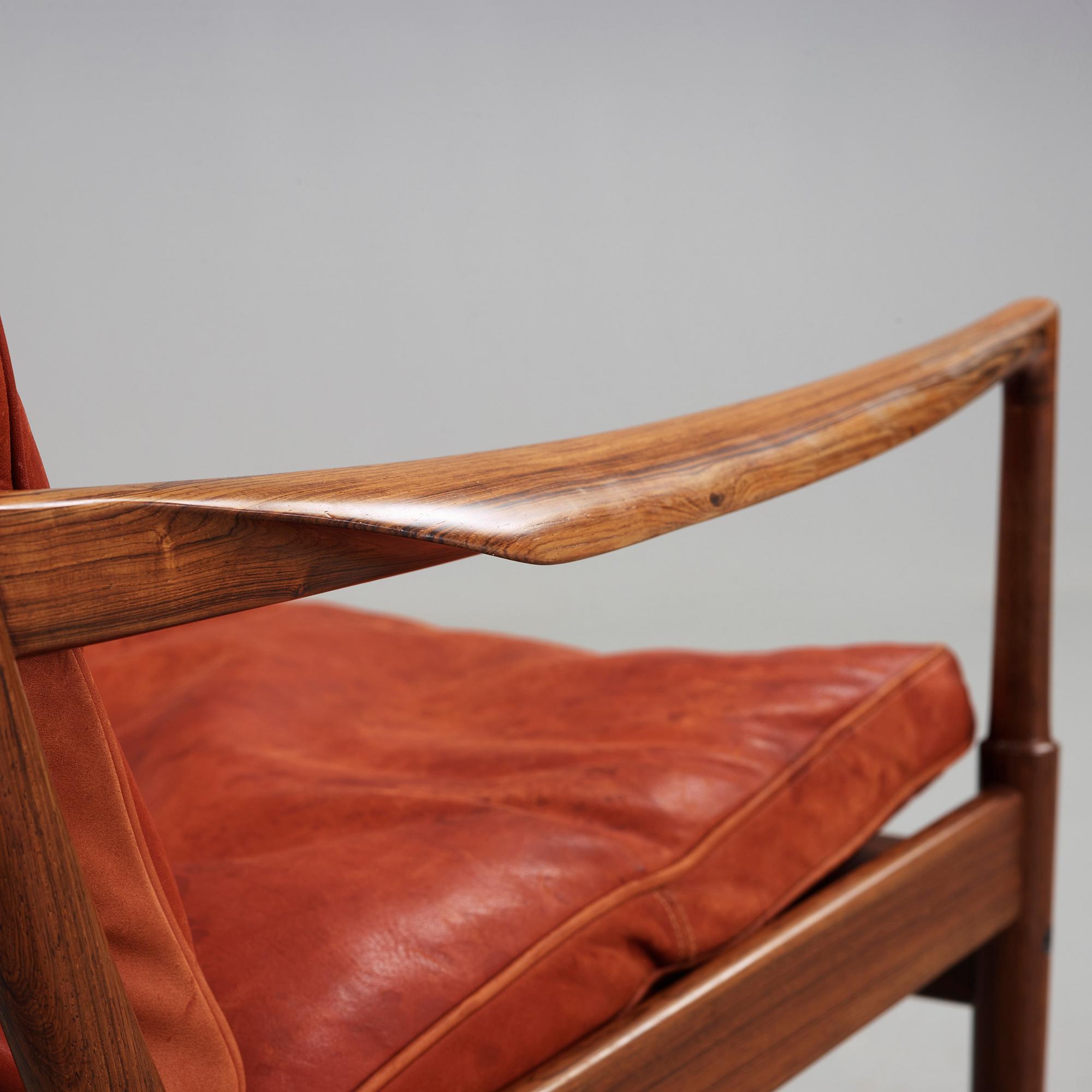 An Ib Kofod Larsen palisander easy chair 'Samsö', OPE-möbler, Sweden 1960's.