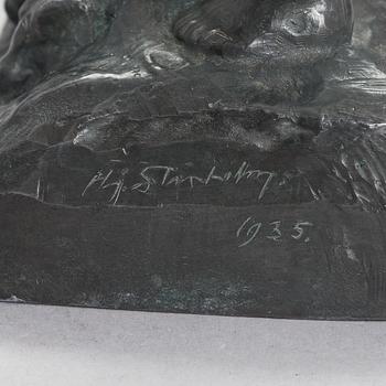 Hjalmar Stenholm, pronssiveistos, signeerattu ja päivätty 1935.