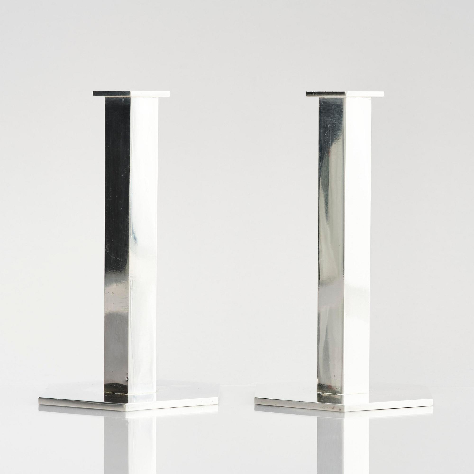 Wiwen Nilsson, a pair of sterling silver candlesticks, Lund, Sweden, 1973-1974.