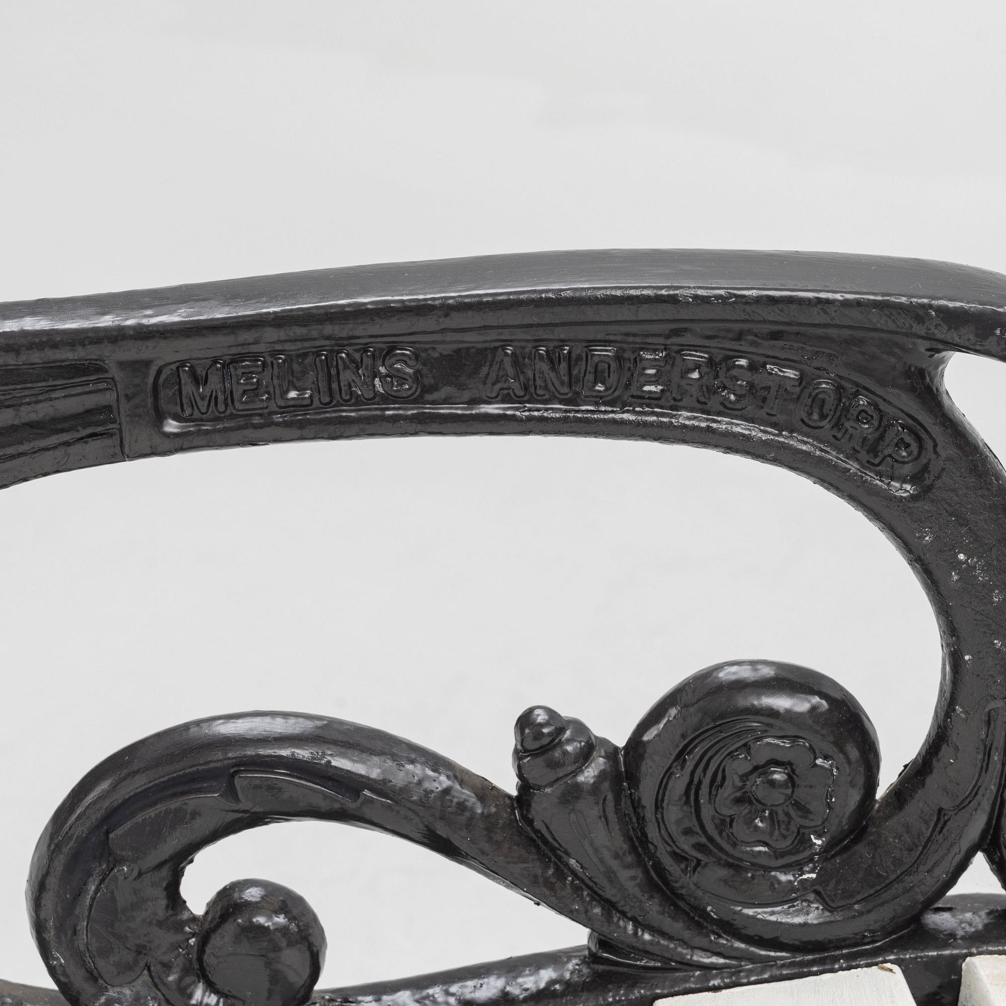 A pair of garden chairs, Melins Metallgjuteri, Anderstorp, second half of the 20th Century.