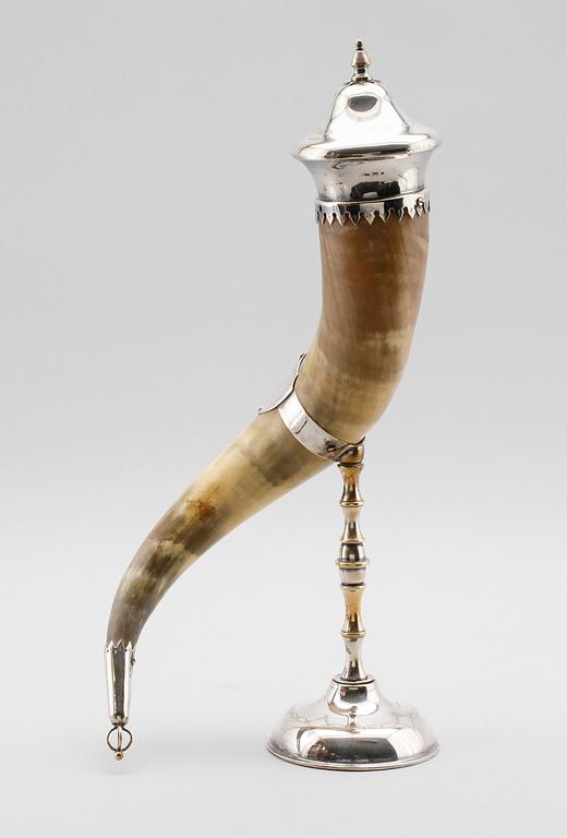 MJÖDHORN, nysilver, tidigt 1900-tal.