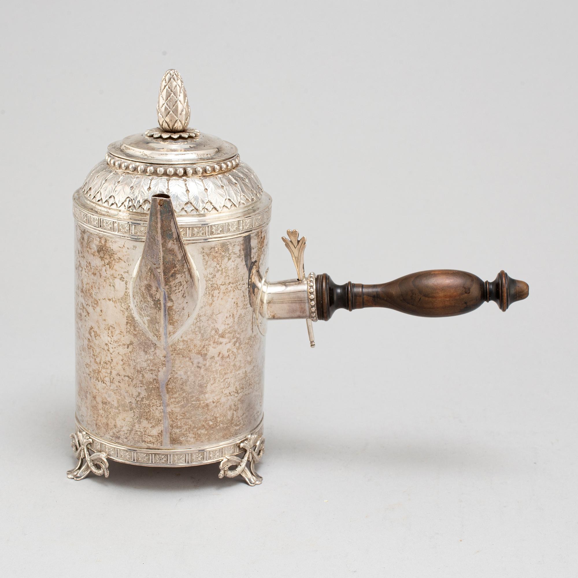 A Swedish 18th century silver coffee-pot, mark of Anders Hjulström, Köping 1792.