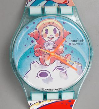 VÄGGKLOCKA, plast, Swatch, 1991.