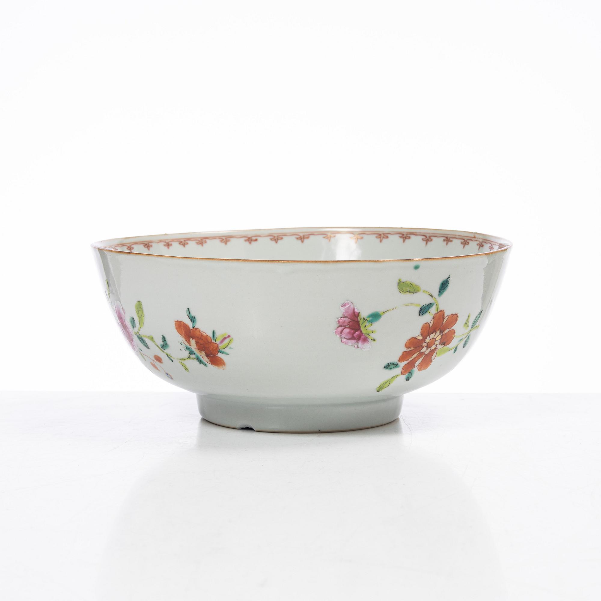 Parti Famille Rose-porslin, 5 delar, kina, Qianlong (1736-95).