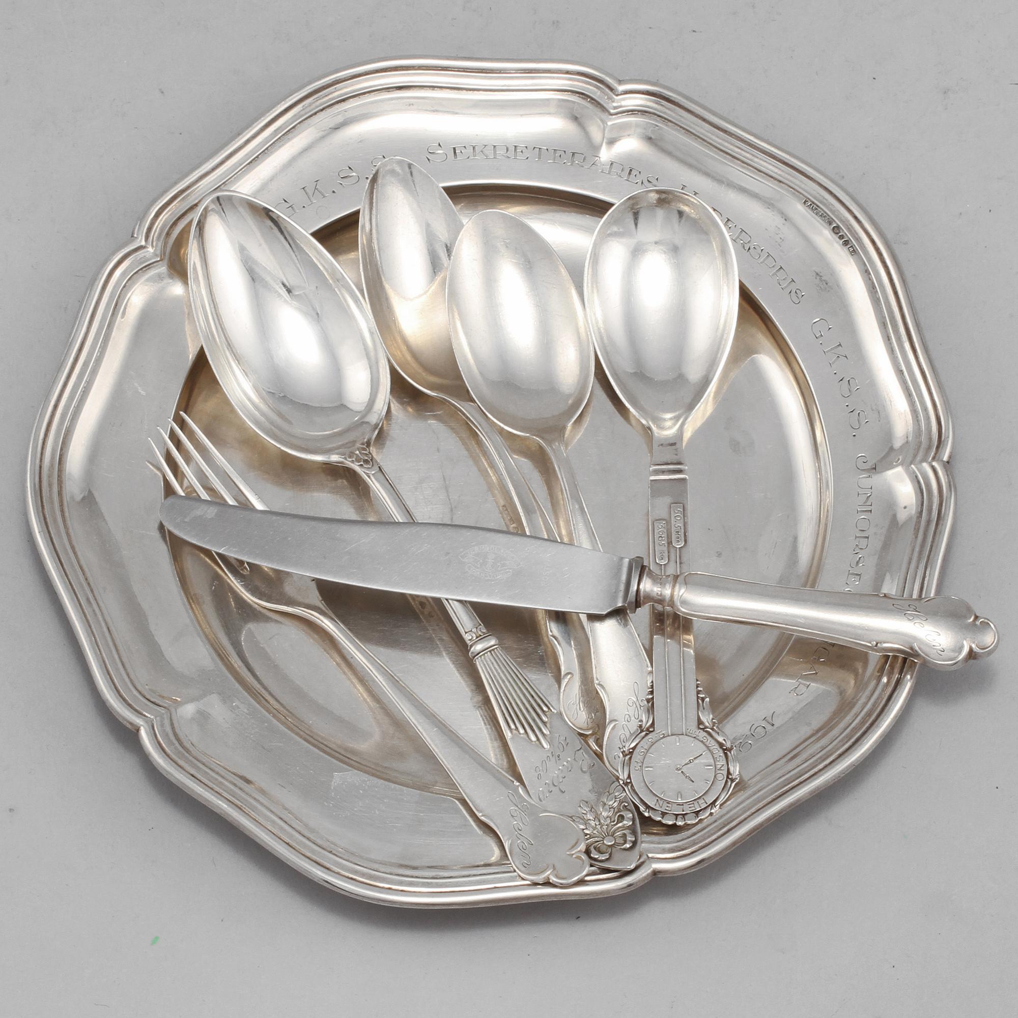 PARTI SILVER, 7 delar, 1900-talets första hälft. Vikt 405 g.