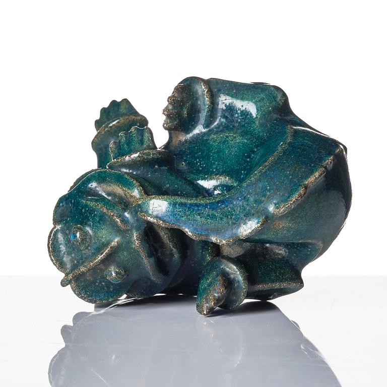 Wilhelm Kåge, a chamotte stoneware sculpture of a dragon puppy, Gustavsberg ca 1940.